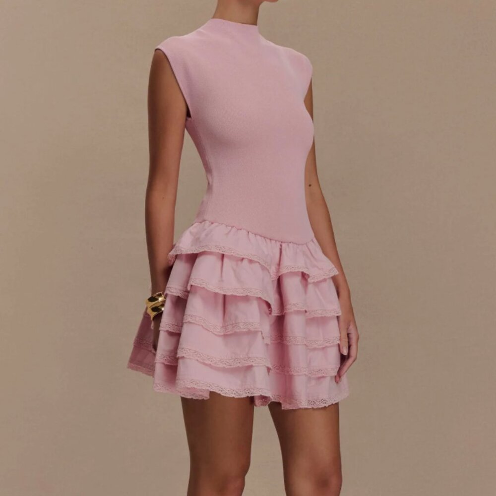 MESHKI-Maeve Ruffle Knit Mini Dress